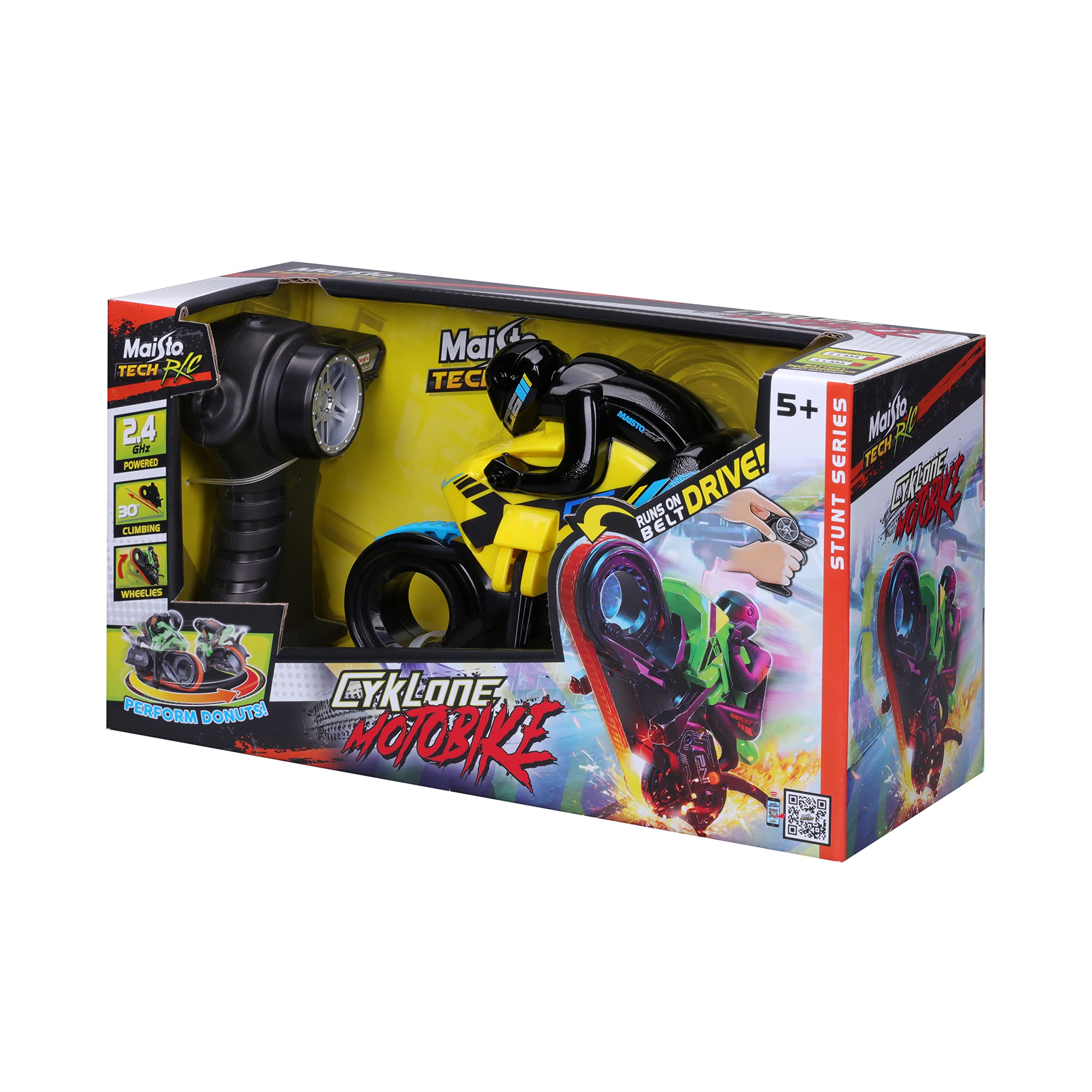 MAISTO TECH RC CYKLONE – M82767Y – Moto Amarilla – Mando a Distancia 2,4 GHz – para niños – a Partir de 5 años – para Aventuras llenas de imaginación y Creatividad