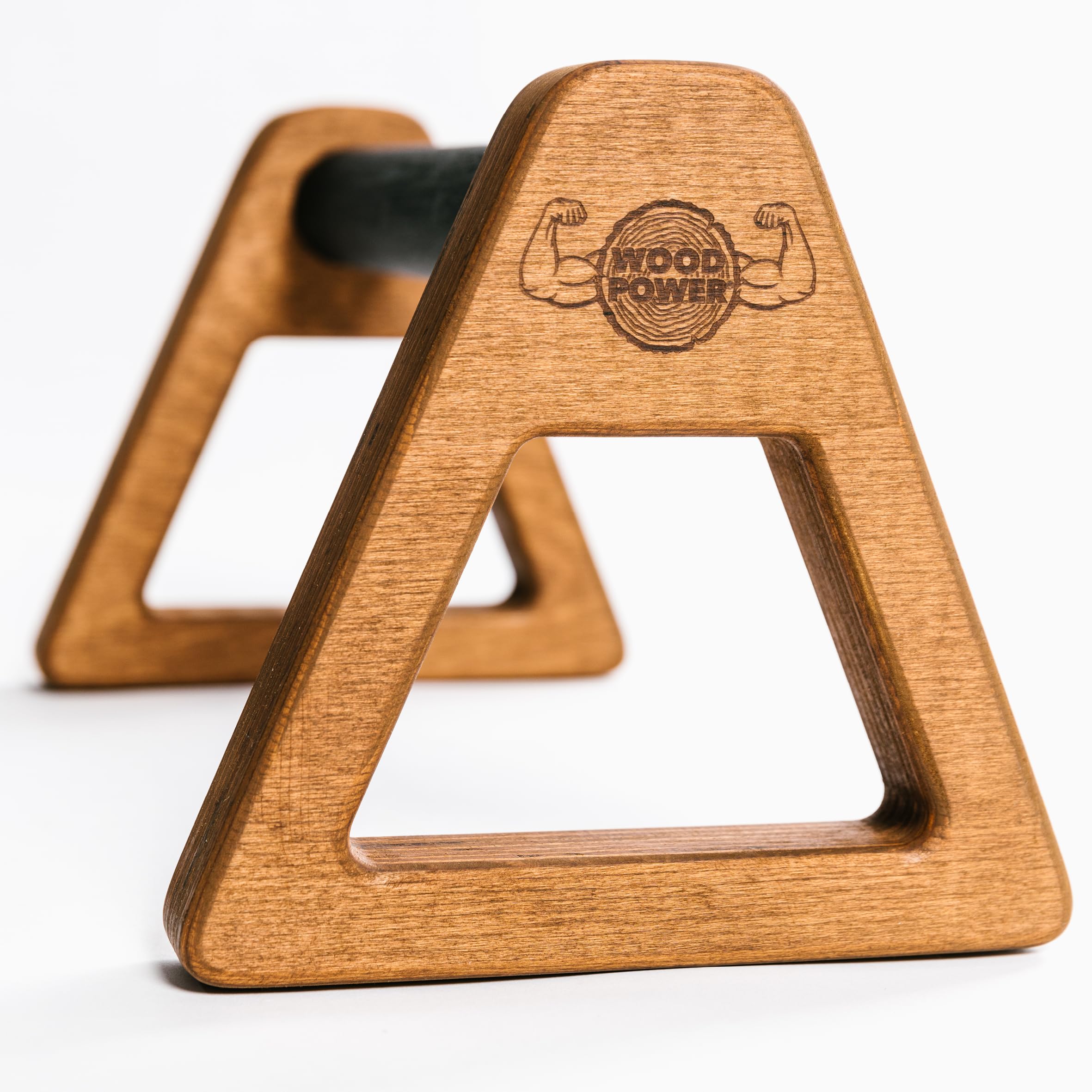 WOODPOWER® PowerBars Holz-Parallettes für Liegestütze, Liegestützgriffe Holz, Handstände, Yoga & Calisthenics, rutschfest, für Indoor & Outdoor, gelenkschonend, Körpergewichtstraining
