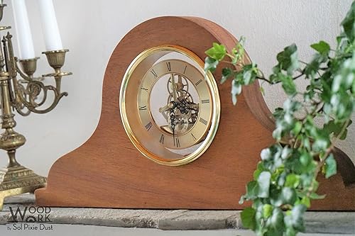 Miniatura 5 de Wooden Mantel Clock - Shelf Clock - Fireplace Clock - Skeleton Clock - Personalized Housewarming Gift - Wedding Gift Idea - Couple Gifts