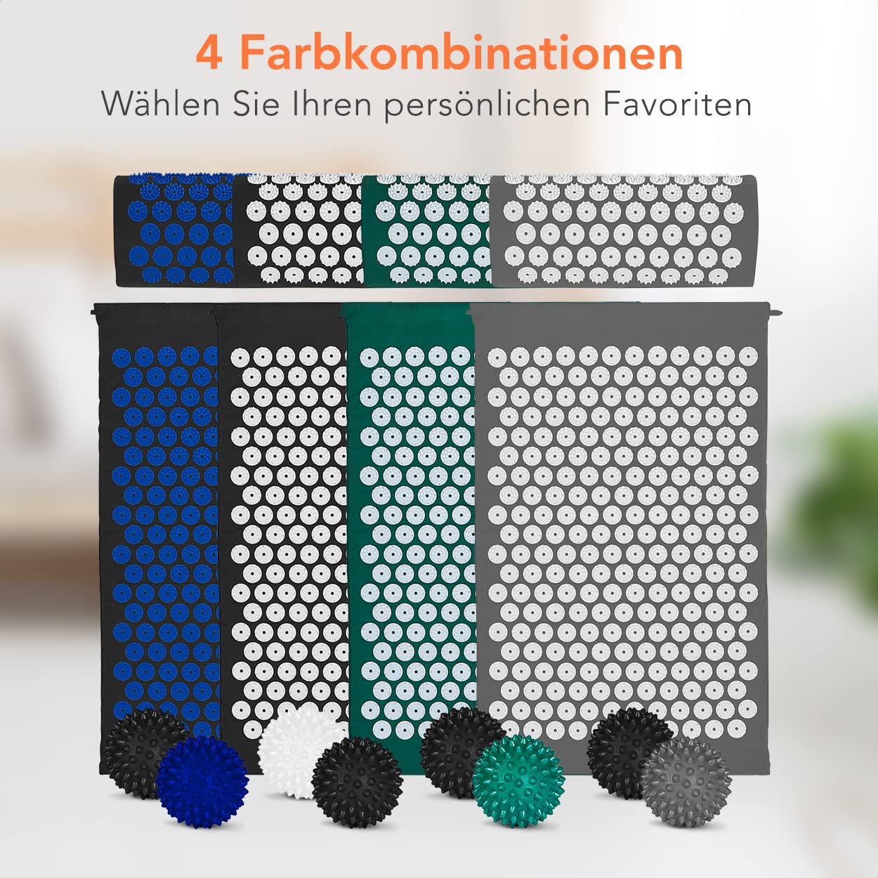 LifeGoods Akupressurmatte Mit Kissen - Akkupressmatte - Akkupressurmatte+ - Akupressur Matte - Akupunktur Matte - Massagematte - Rücken - Stachelmatte - Fakirmatte - Nagelmatte - Acupressure Mat