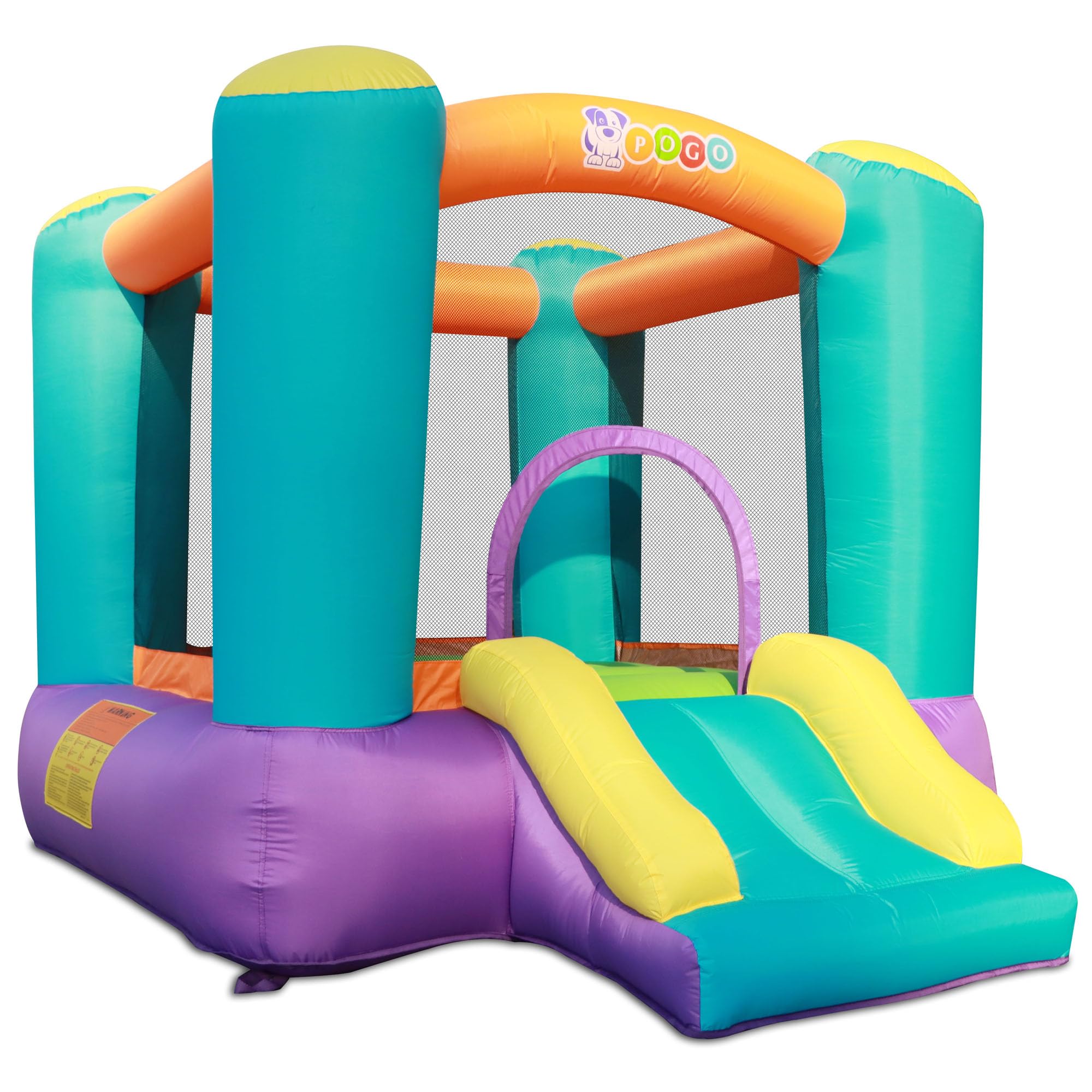 Backyard Kids Inflatable Bounce House with Slide, Bouncy Jump Castle, Indoor and Outdoor Jumping Bouncer, for Ages 3-10, Toddlers and Small Children, with Blower, 8.2' x 6.6' x 5.5'