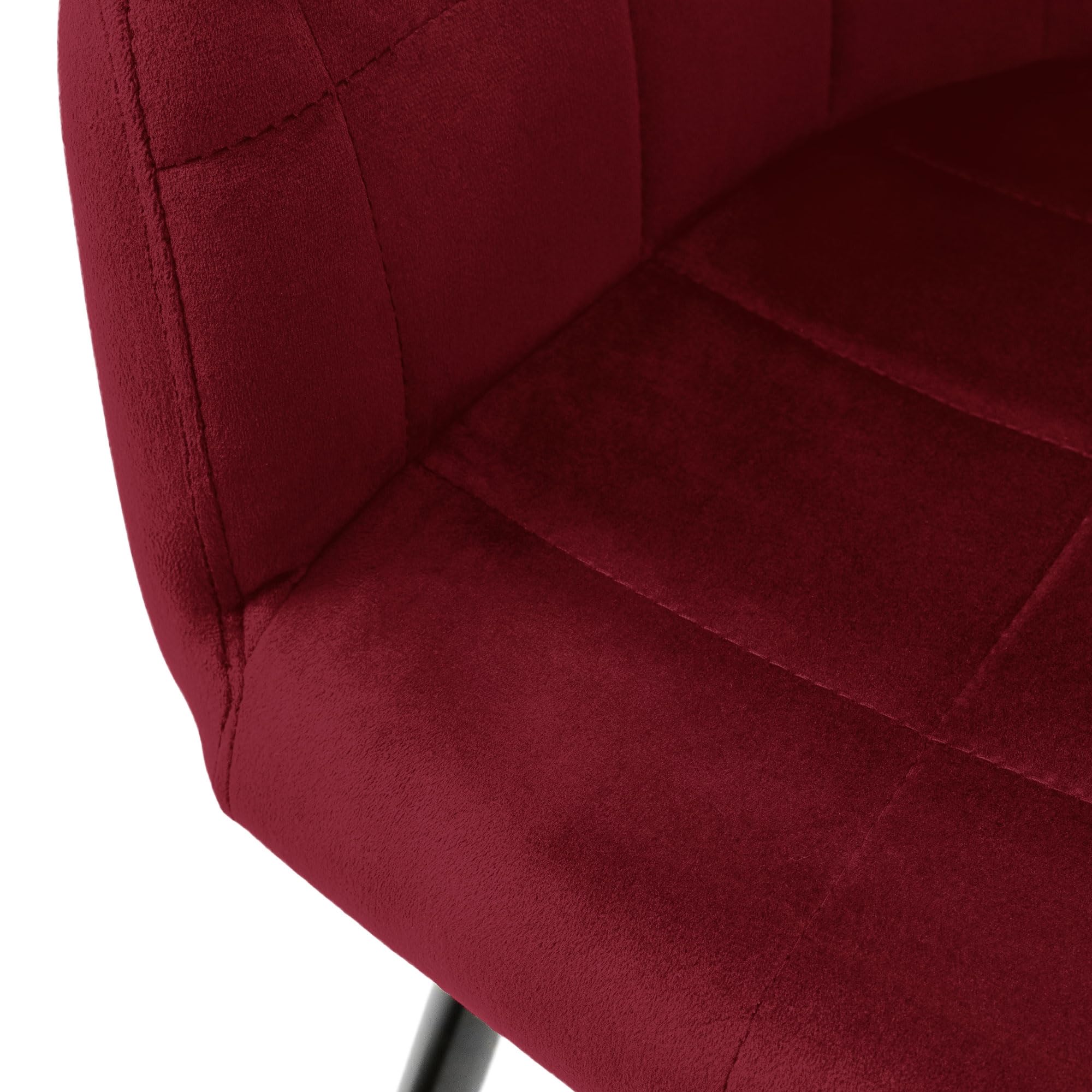ECD Germany Zestaw 2 krzesel do jadalni Krzeslo do jadalni z oparciem i podlokietnikami Bordeaux Velvet Seat Metalowe nogi Krzesla kuchenne Krzesla do salonu Krzesla tapicerowane Krzesla Fotele