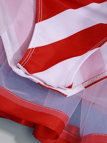 Miniatura 7 de Yartina Disfraz de Navidad para niños y niñas, con lentejuelas, estampado de rayas, tutú de leotardo, vestido de leotardo para patinaje sobre hielo