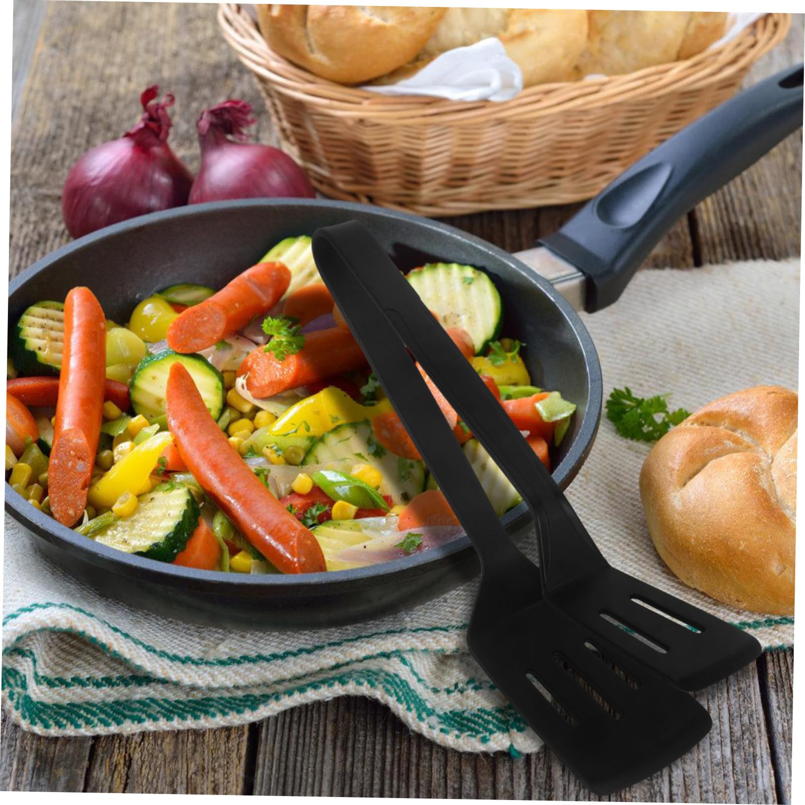 Abaodam 4stücke Silicone Küchenzange Multifunktionale Bbq- Hitzebeständig Antihaft Für Steak Fisch Und Schwarz Für Grill Und Küche