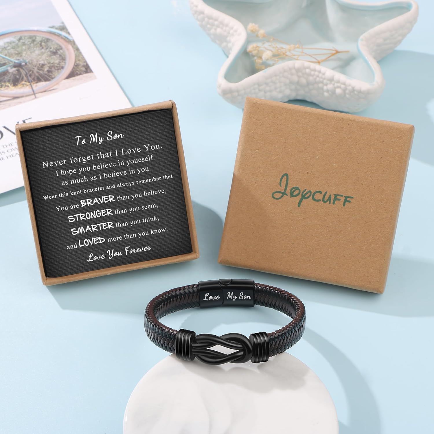 Joycuff 𝗚𝗶𝗳𝘁𝘀 𝗳𝗼𝗿 𝗠𝗲𝗻 𝗞𝗻𝗼𝘁 𝗕𝗿𝗮𝗰𝗲𝗹𝗲𝘁, Valentines Fathers Day Anniversary Christmas Birthday Gifts for Him Dad Husband Boyfriend Son New Dad Stepdad Bracelets for Men - Image 7