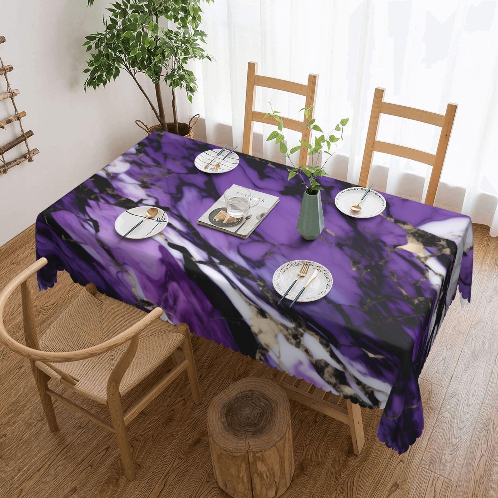 Nappe marbre violet rectangulaire en tissu au design moderne texturé
