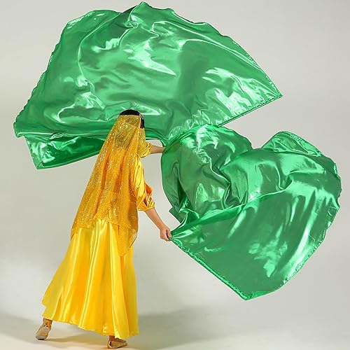 Miniatura 6 de MUNAFIE Juego de adoración 2 banderas + varillas + bolsa - banderas de baile e iglesia - verde