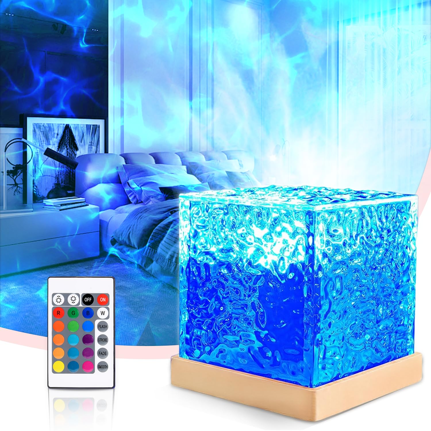 Dynamische Watergolflamp Nachtlampje RGB 16 Kleuren Dynamische Watergolflamp Nachtlampje RGB 16 Kleuren