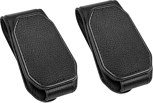 vinlley Soporte para lentes de sol para visera solar de automóvil, clip magnético de cuero para colgar gafas, accesorios para visera de vehículo,