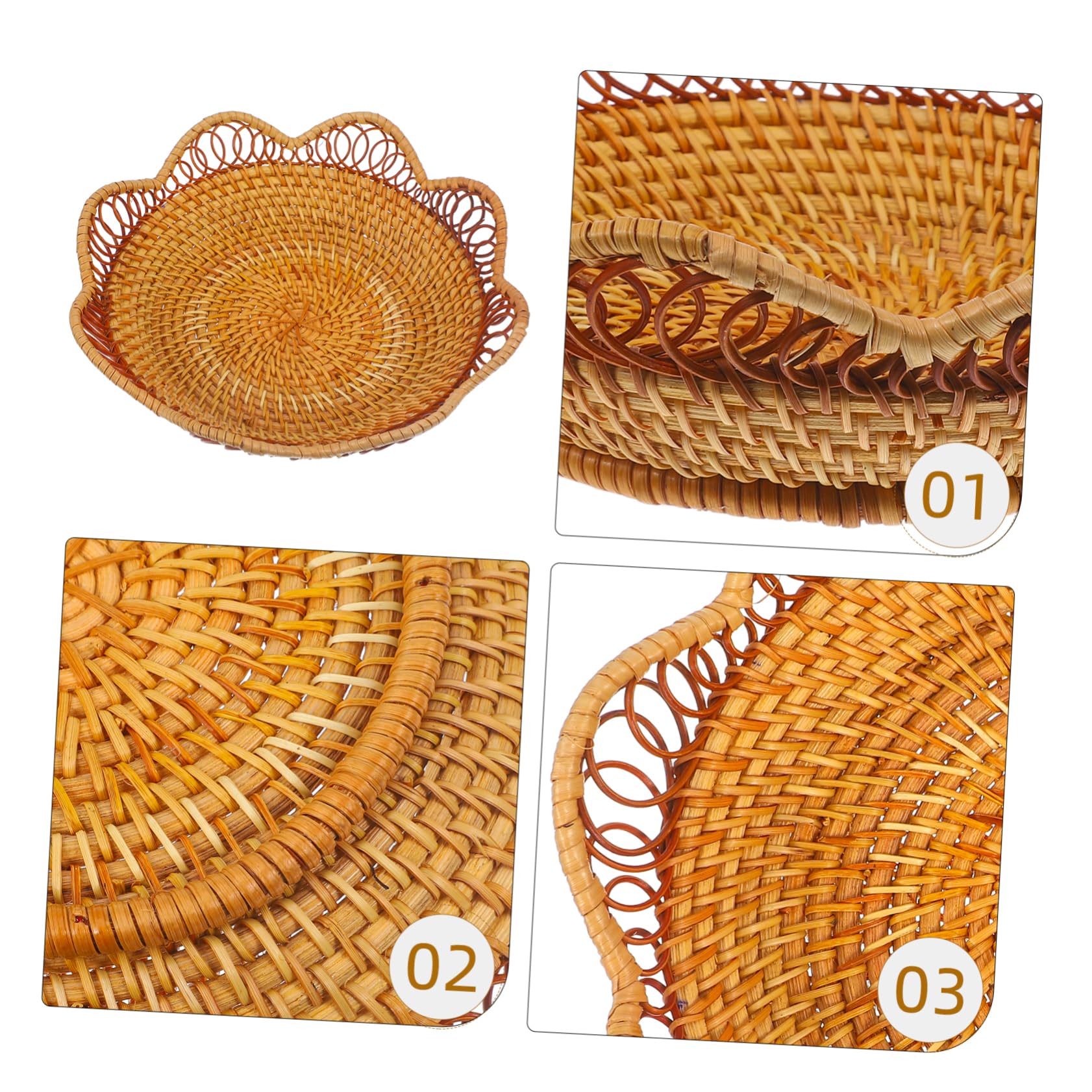 ULTECHNOVO Cesta de Pan de Ratán Redonda, Tejida a Mano, 11 Pulgadas, para Cocina y Encimera, Organizador Elegante de Mesa Amplio Espacio