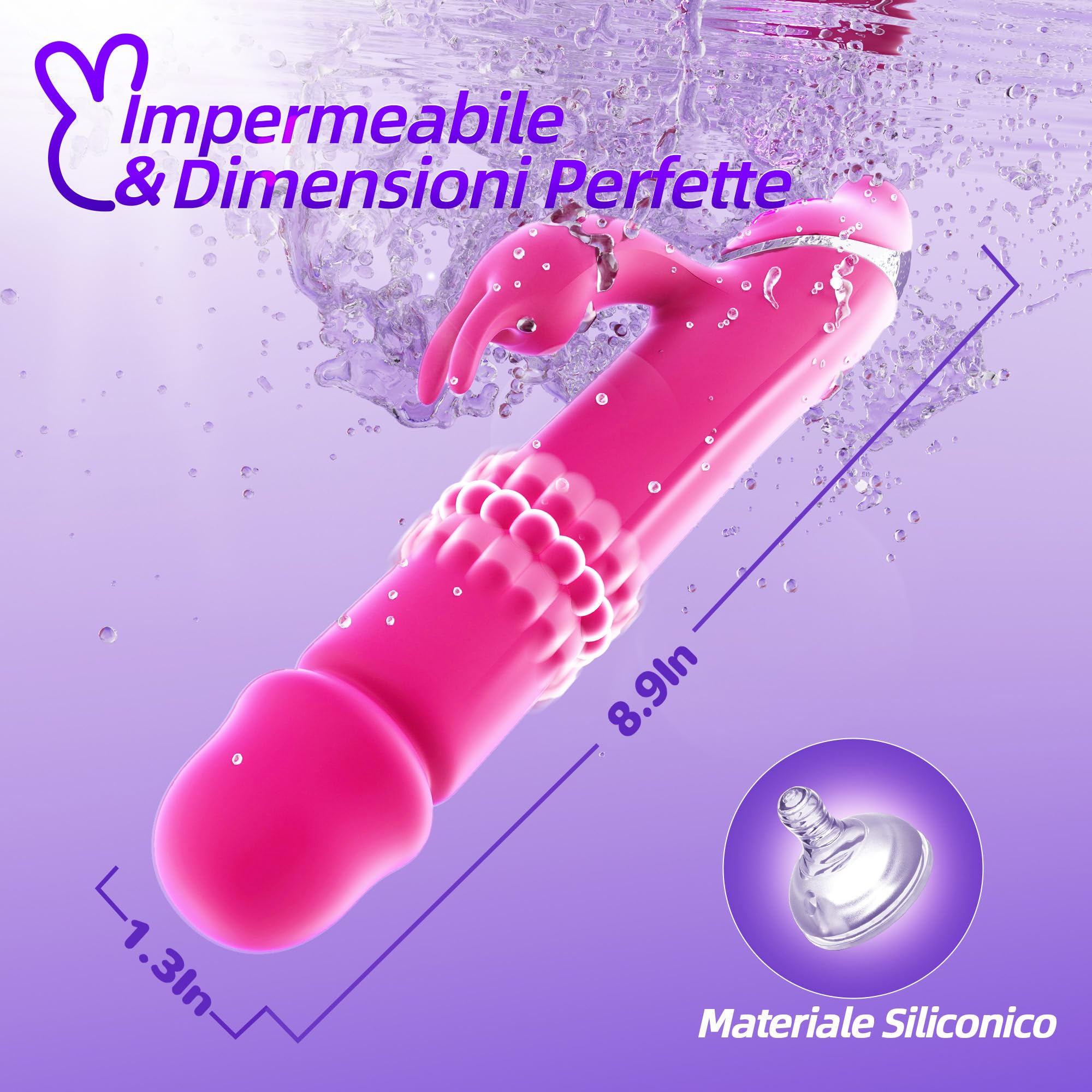 Sex Toys Dildo Vibratoreper donna, 3 In 1 Stimolatore Clitorideo Femminile Vibratori Punto G Squirting 7+7 Vibratore Rabbit Rolling Modalità, Dildo Realistico Anale Sex Toy Plug Analesex Toys Uomo