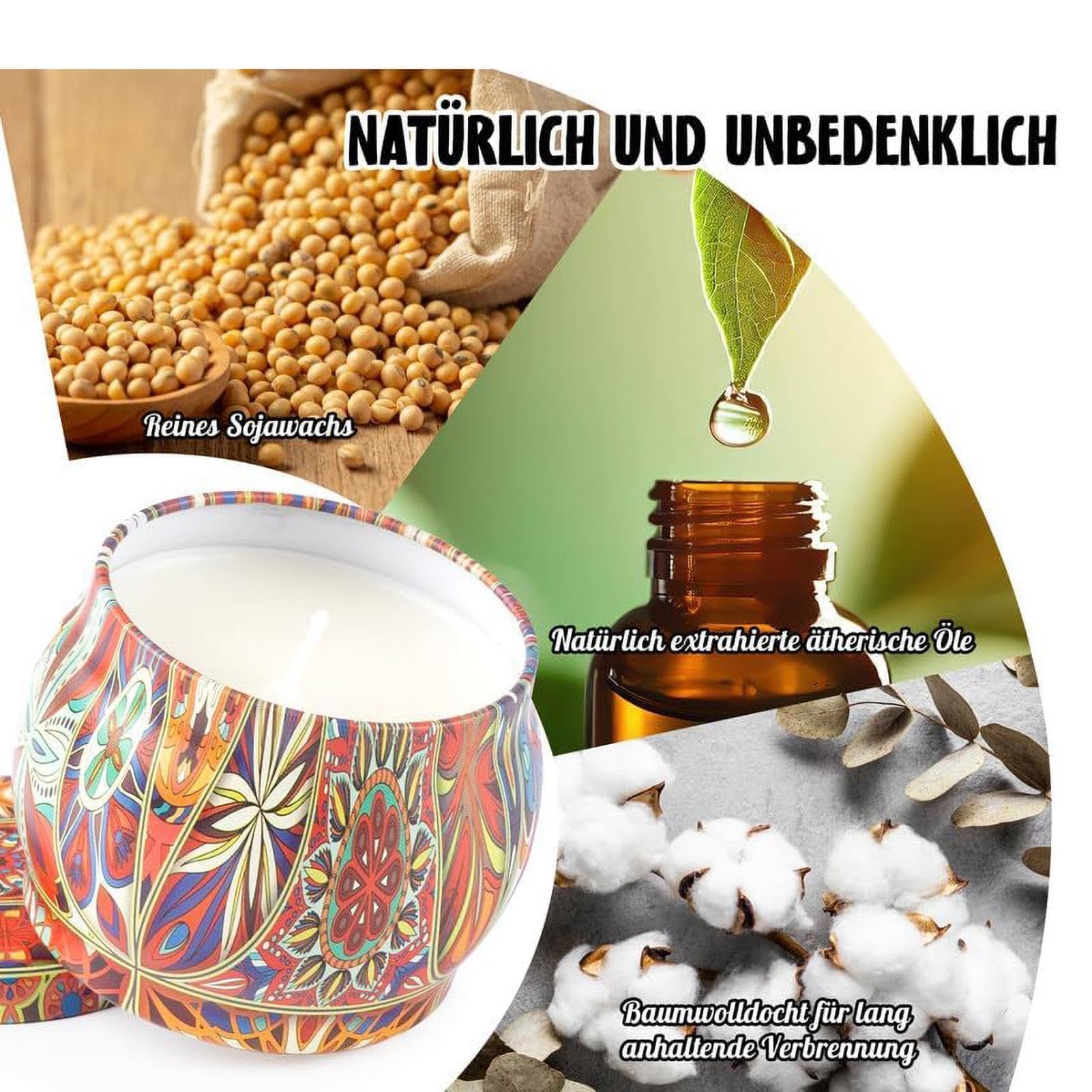 ?wieca Aromaterapeutyczna, ?wiece zapachowe do domu - 6X d?ugotrwa?ych ?wiec,Trwa?e ?wiece aromaterapeutyczne Stress Relief Zestaw ?wiec z naturalnego wosku sojowego Dzie? Matki