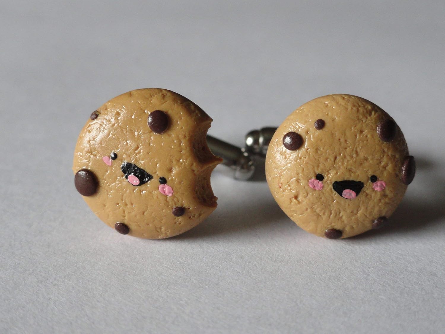 Happy Chocolate Chip Cookie Cufflinks, Lapel Pins, Tie Bars, Earrings, Jewelry and Accessories