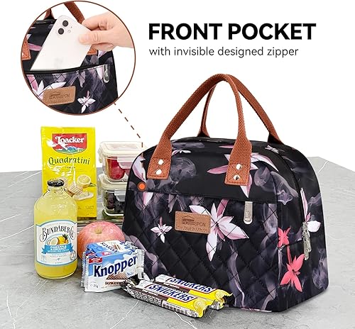 Miniatura 2 de HOMESPON Bolsa de almuerzo aislada para mujeres, hombres y adultos, con bolsillo frontal, lonchera contenedor, bolsa enfriadora para el trabajo,