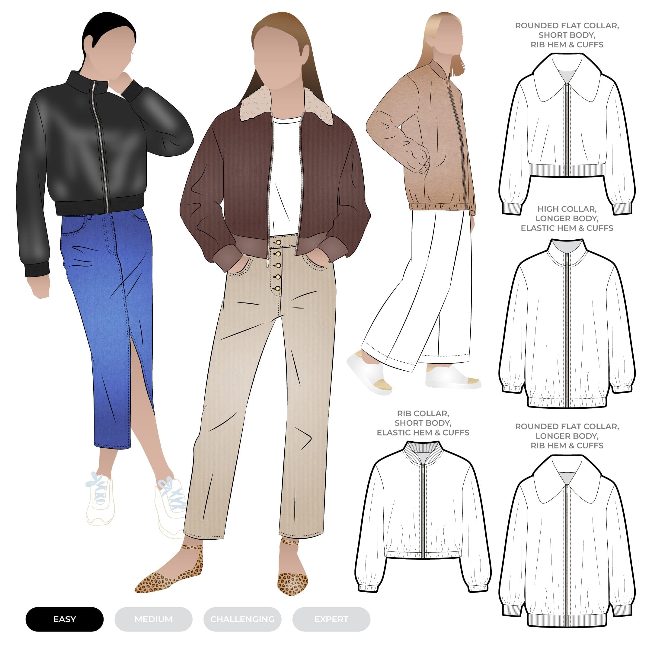 Style Arc Sewing Pattern - Sid-Bomber-Jacket (Sizes 10-22)