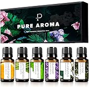 Essential Oils by PURE AROMA 100% Pure Oils kit- Top 6 Aromatherapy Oils Gift Set-6 Pack, 10ML(Eucalyptus, Lavender, Lemon Grass, Orange, Peppermint, Tea Tree)