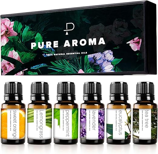 PURE AROMA Essential oils 100 Pure Therapeutic Grade Oils kit Top 6