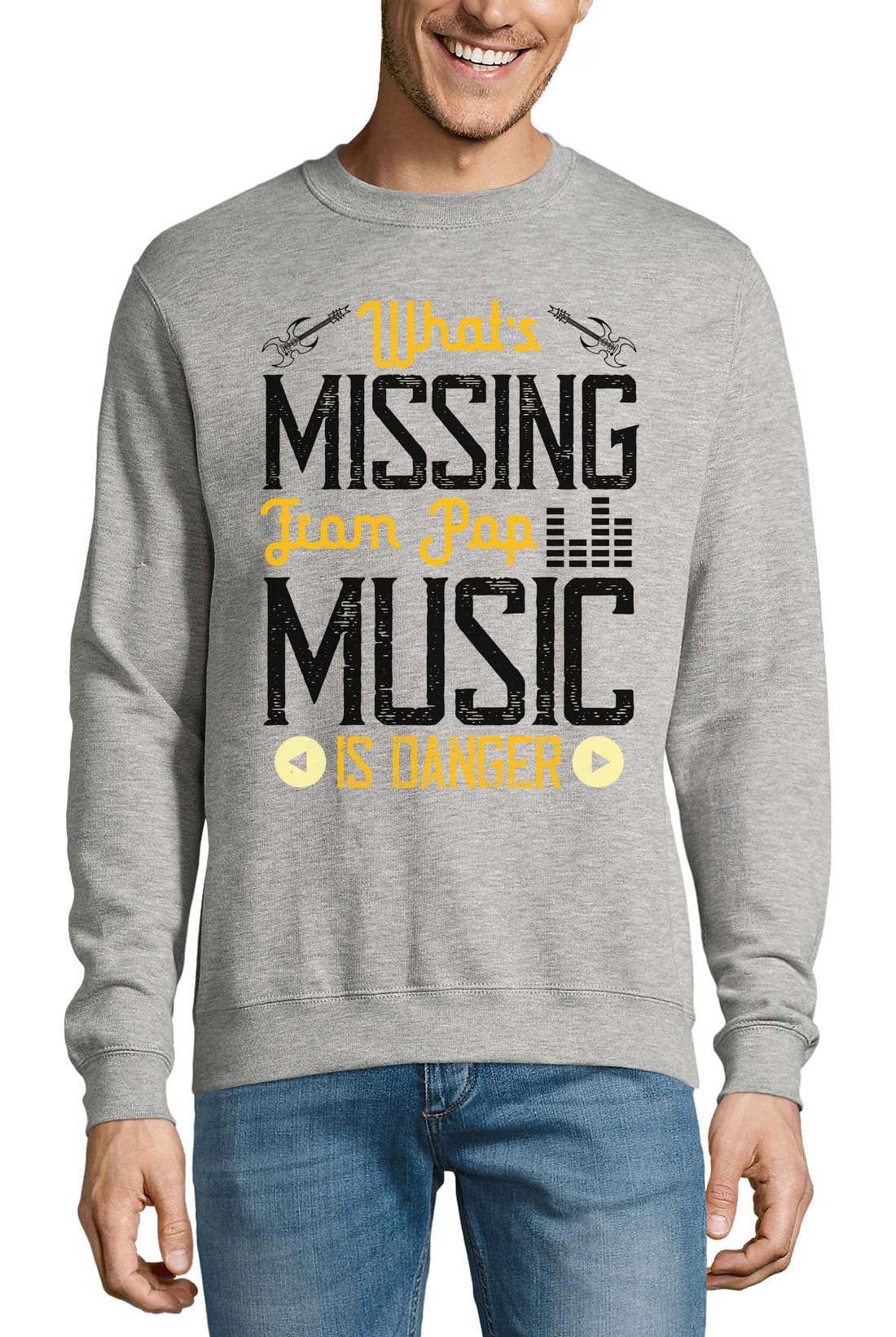 Quello che manca dalla musica pop è lo slogan del cantante di pericolo maglione in cotone felpa pullover maglione grigio