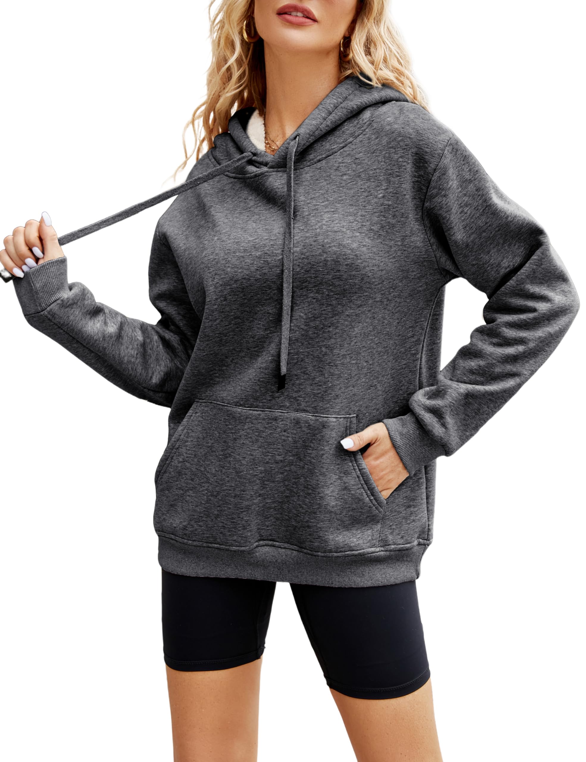 Yeokou Sudadera con capucha de invierno para mujer, de forro polar, cálida y pesada
