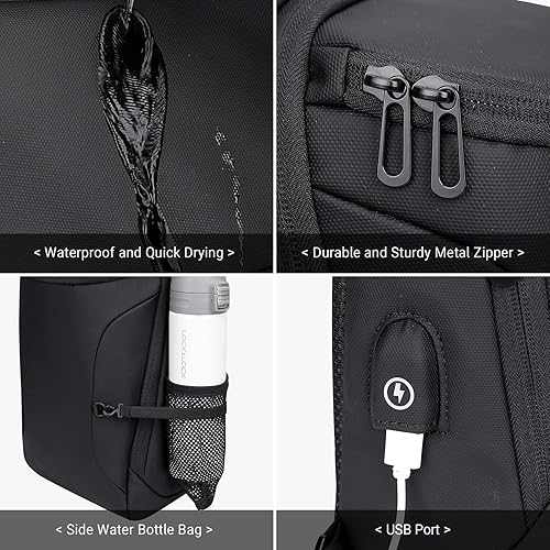 Miniatura 7 de WITZMAN Bolso bandolera para hombre con puerto de carga USB, bolsa cruzada de viaje, resistente al agua, mochila casual