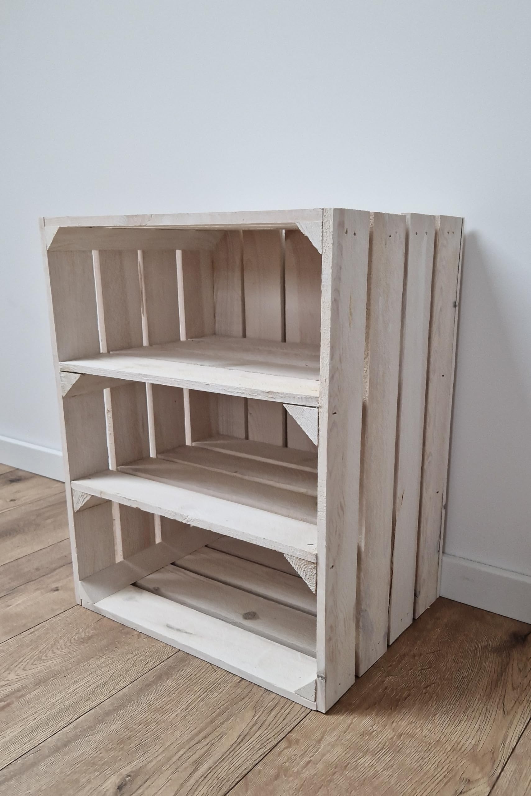 PYXIDAS Wooden Crates With Shelf, Rustic Boxes For Storage, Home Decor, Wedding Solution (1 Crate, Short white)
