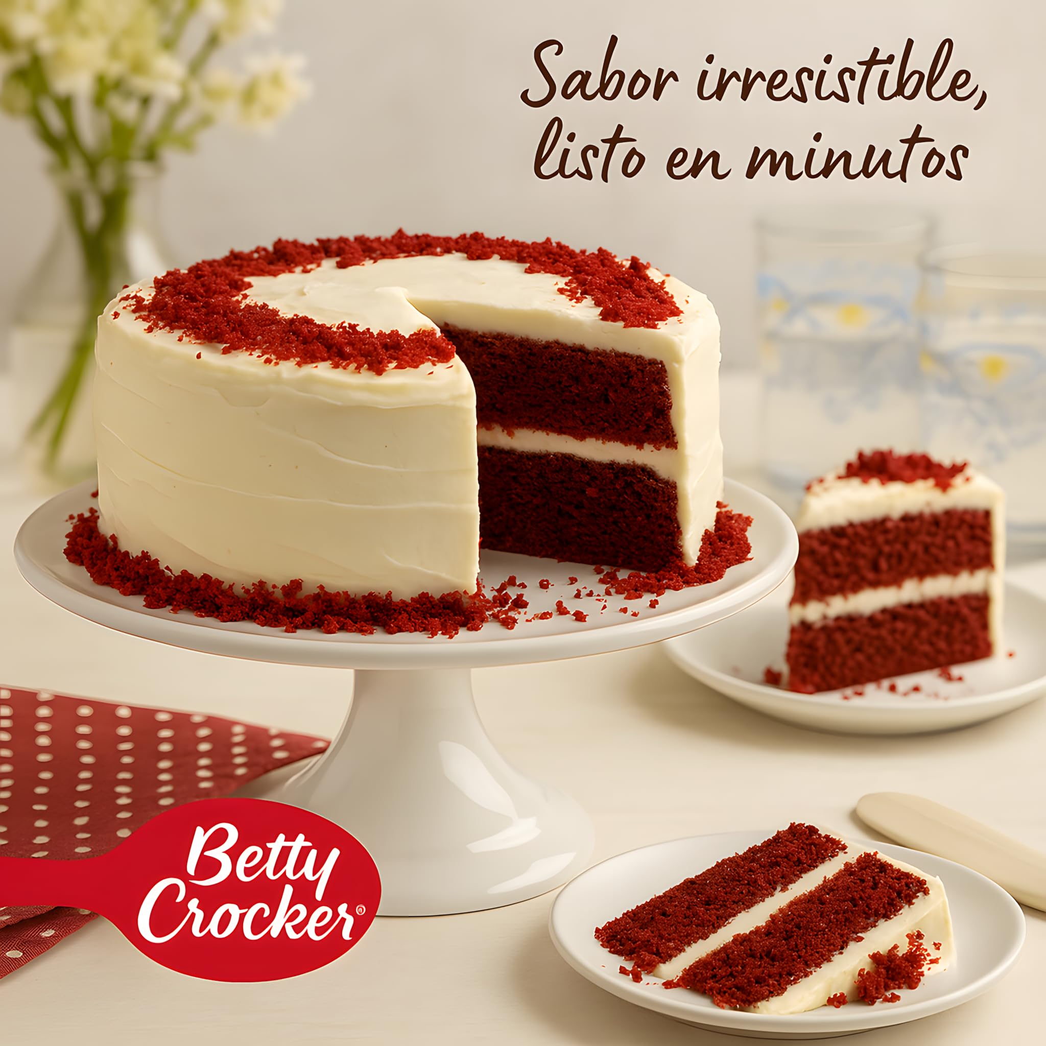 Betty Crocker Red Velvet Cake Mix, Mezcla para Pastel, 12 Porciones
