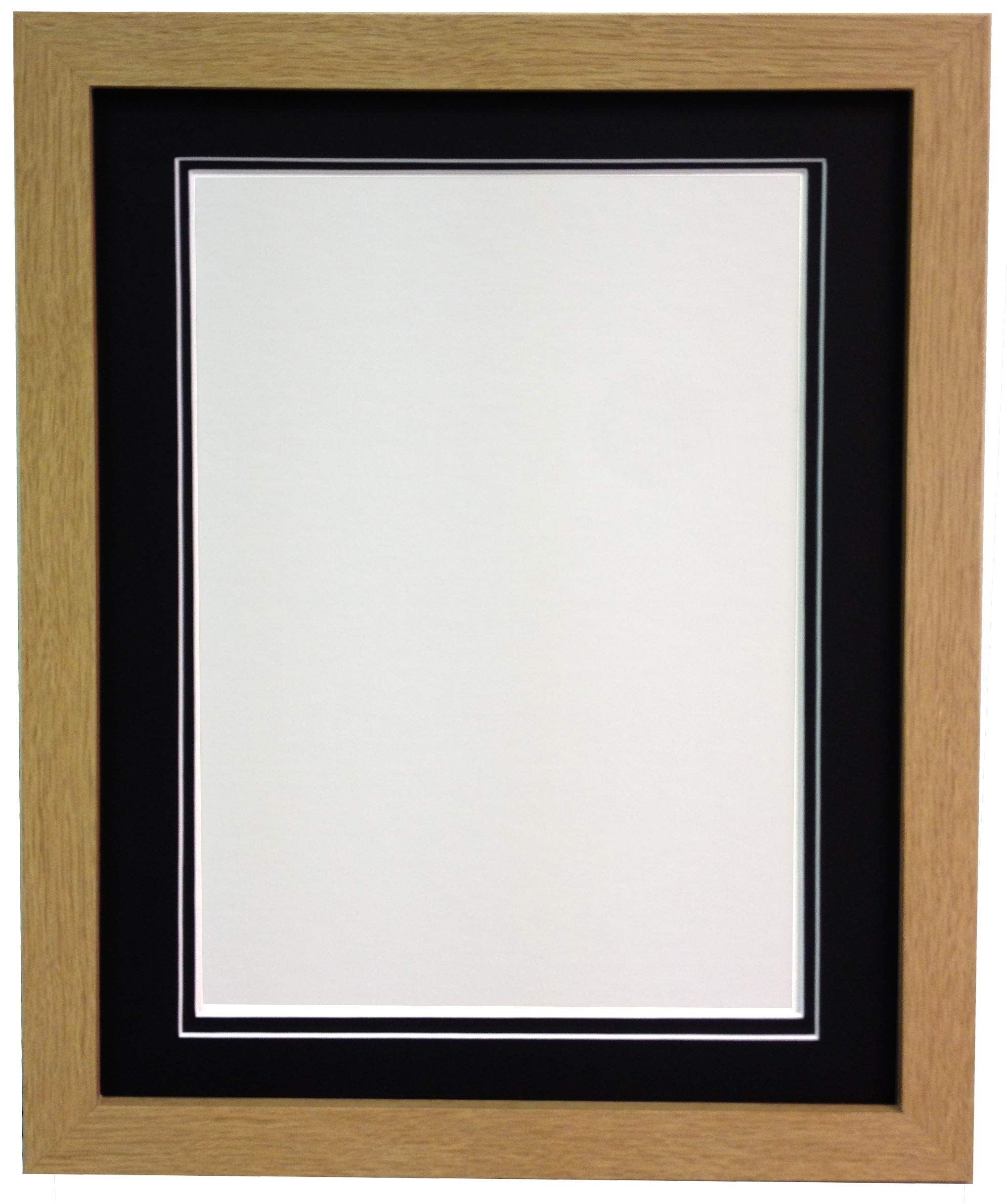 Frames By Post Black Double Mount H7 Oak Picture Photo Frame With A4 For Pic Size 9"X6"