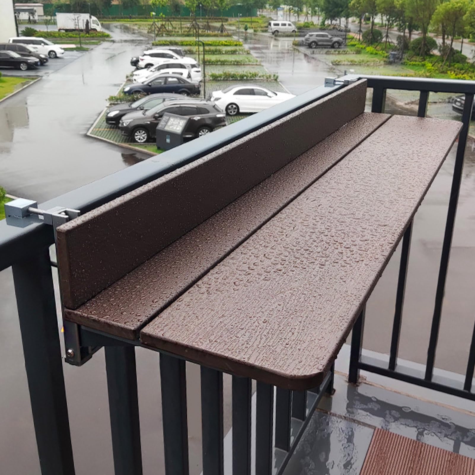 Składany wiszący stół do użytku na zewnątrz, regulowane biurko do serwowania, oszczędność miejsca rozwiązanie na balkon, patio i werandę