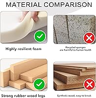 Vista 6 de DAGONHIL Juego de 4 sillas de comedor tapizadas, sillas de cocina sin brazos con patas de madera maciza negras para el hogar, cocina, sala de estar