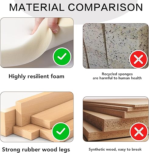 Miniatura 5 de DAGONHIL Juego de 2 sillas de comedor tapizadas, sillas de cocina sin brazos con patas de madera maciza negras para el hogar, cocina, sala de estar