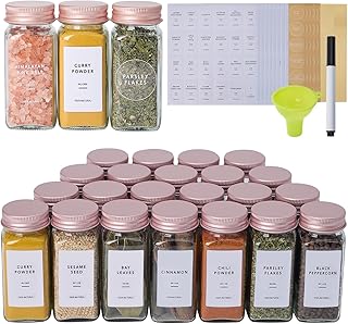 12 Kitchen Gallery Wall Ideas for Personalized Stylish Displays 43 24 Pcs Glass Spice Jars with Labels and Pink Metal Caps, 4oz Empty Spice...
