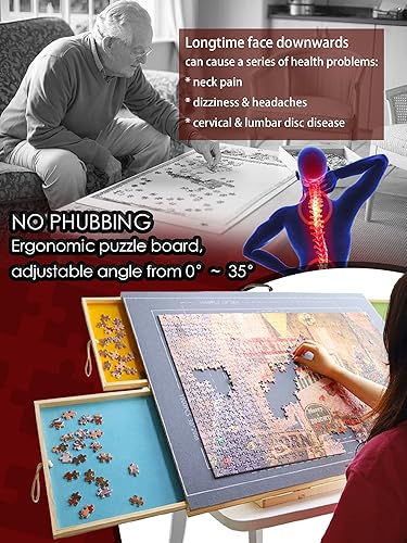 Miniatura 2 de ENGRTALENT - Tablero de rompecabezas de 1500 piezas, mesa de rompecabezas inclinable para adultos, tablero de rompecabezas portátil de 35 x 26