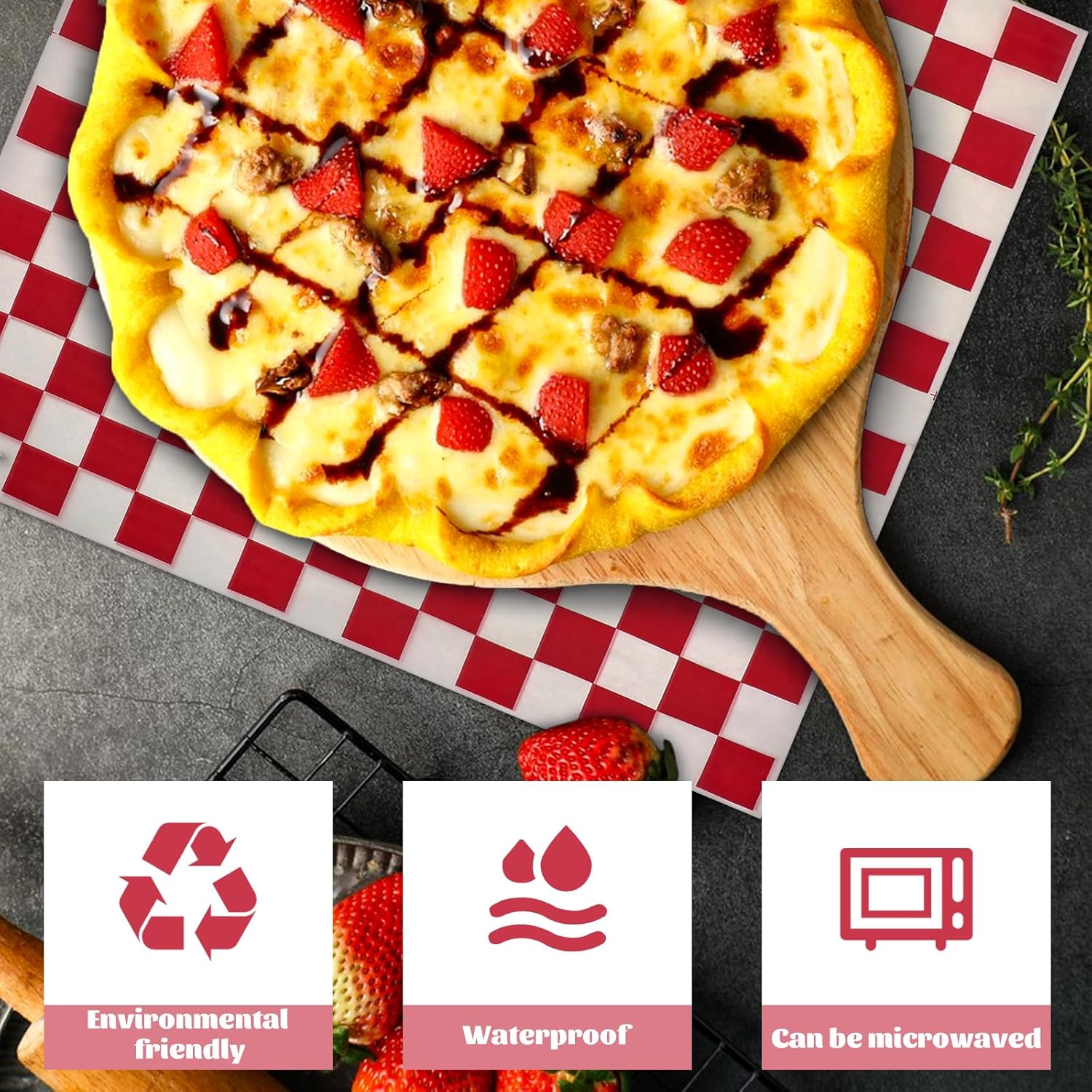 simarro 1000 Sheets Checkered Deli Paper Sheets, 12 x 12 Inch Grease Resistant Food Basket Liners Sandwich Paper Wraps for Restaurants Churches BBQs Picnic Party (Red And White)