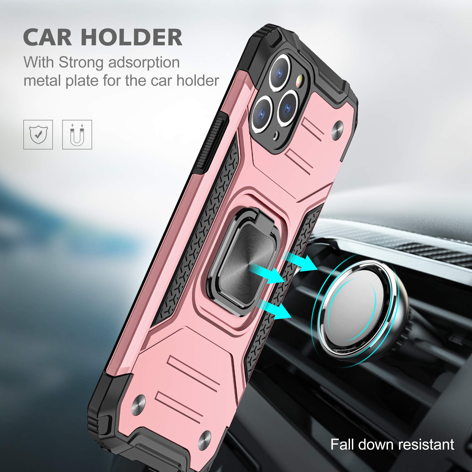 ZCDAYE, Funda para Celular tipo Cartera, con Correa, Rose gold, iPhone 11 Pro