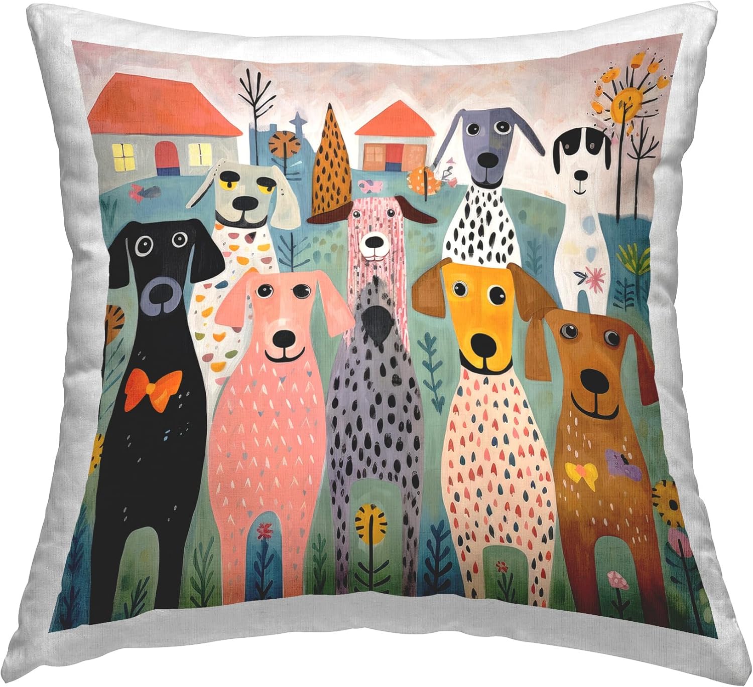 Stupell Industries Puppy Love Palette Indoor Printed Throw Pillow, 18 x 18, Multi-Color