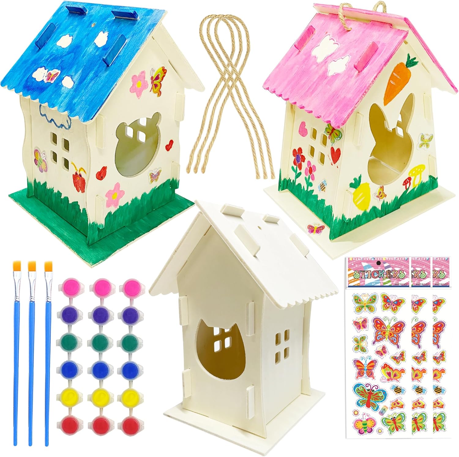 3 Pack Fun Animal DIY Birdhouse Kit for Kids to Build and