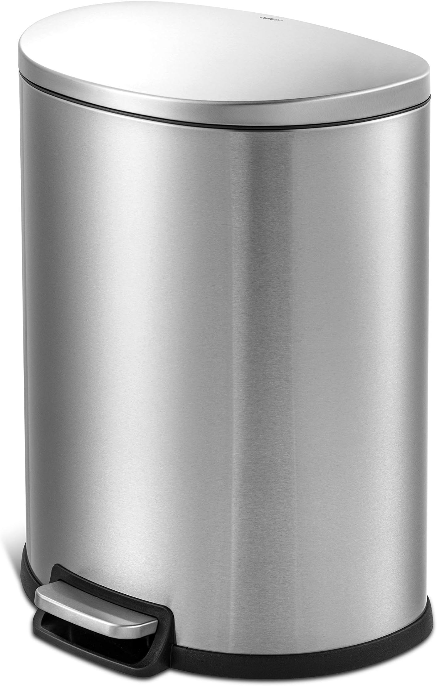 QUALIAZERO 50L/13Gal Heavy Duty Hands-Free Stainless Steel Commercial/Kitchen Step Trash Can, Fingerprint-Resistant Soft Close Lid Trashcan, 13Gal, D Shape