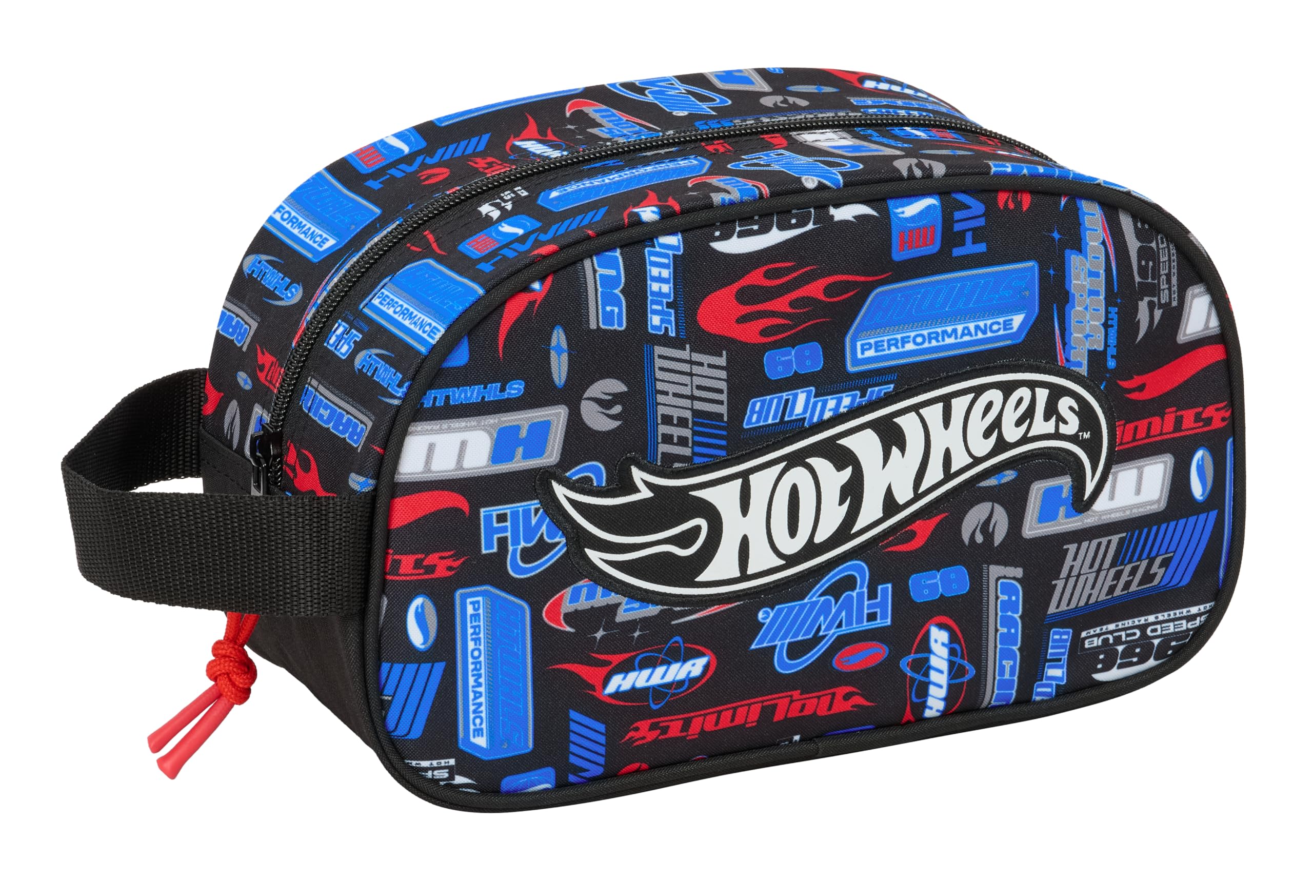 Safta HOT WHEELS - Neceser Escolar Infantil Mediano con Asa, Neceser Infantil, Adaptable a Carro, Fácil Limpieza, Cómodo y Versátil, Calidad y Resistencia, 26x12x15 cm