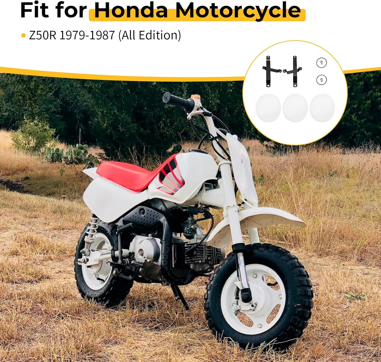 M MATI White Number Plate Kit for Honda Z50R 1979 1980 1981 1982 1983 1984 1985 1986 1987 64113-116-690ZD 64111-181-000 64112-181-010