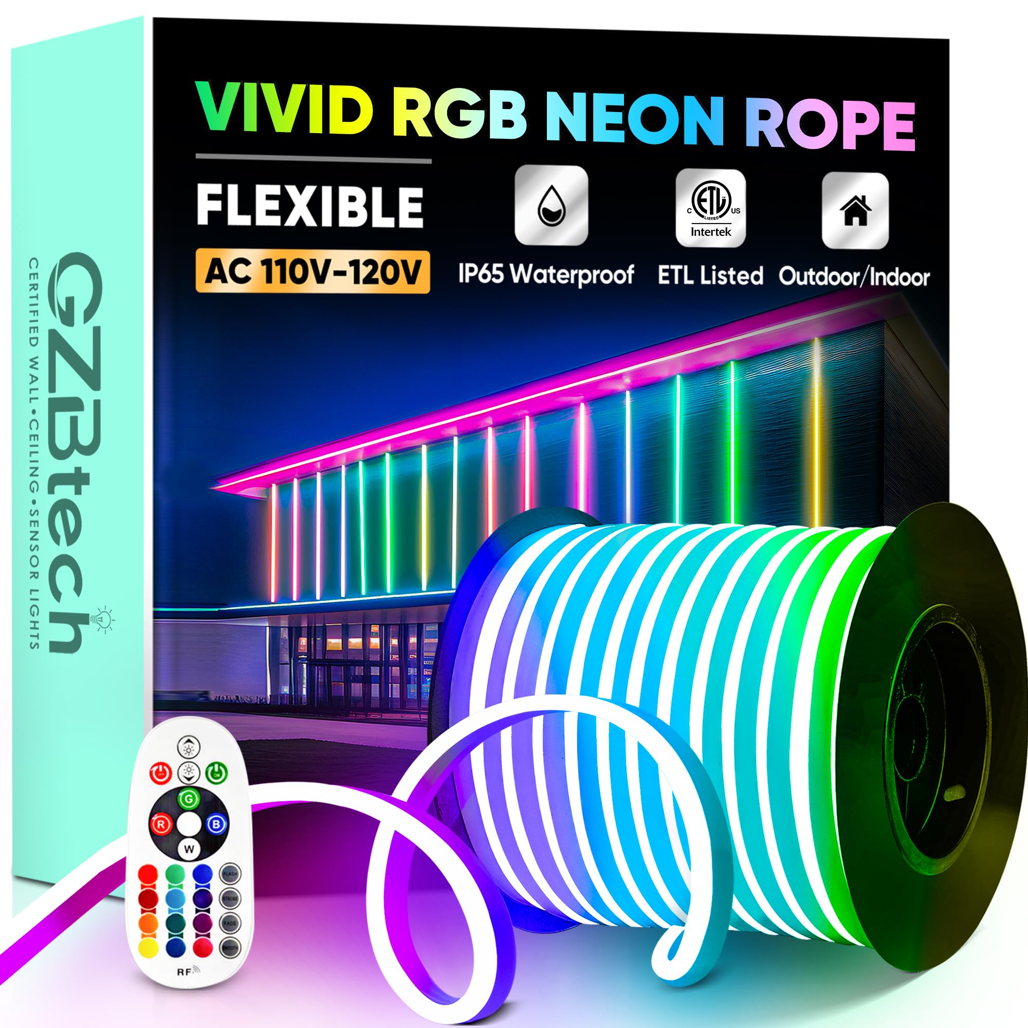 GZBtech RGB 133ft Neon Rope Light