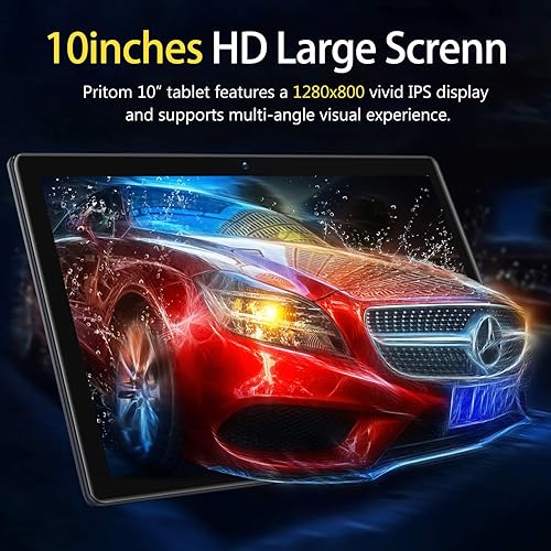 Miniatura 4 de PRITOM Tablet Android de 10 pulgadas, M10, tableta Android de 64 GB, pantalla táctil IPS HD de 10.1 pulgadas, GPS, FM, procesador de cuatro núcleos