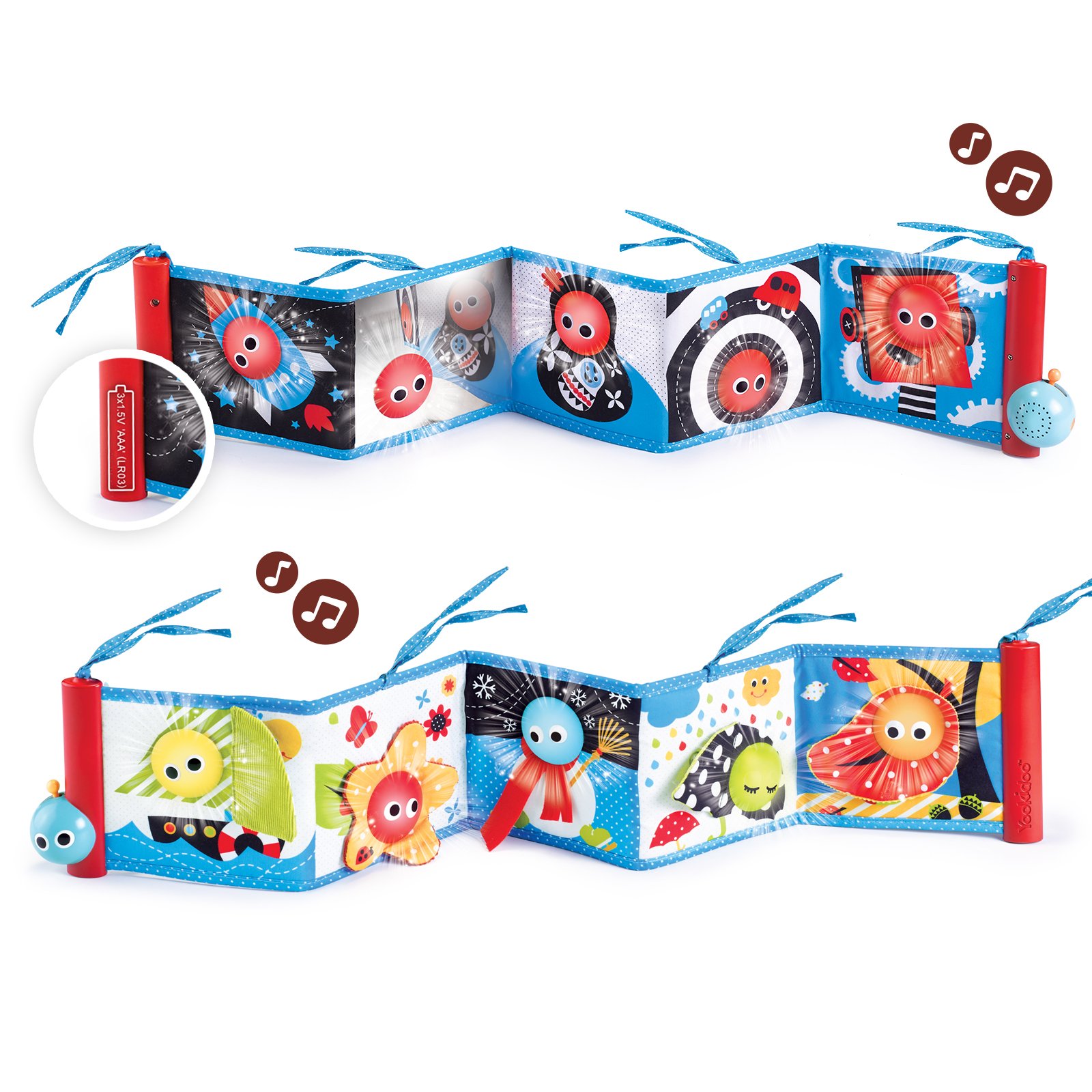 YookidooBaby's First Book-Lights and Music Soft Double Sided, Multi-Colour