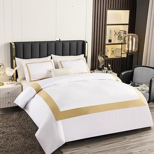 Miniatura 8 de OSVINO Juego de funda de edredón de hotel, tamaño individual, 2 piezas, microfibra beige, colección de ropa de cama, ultra suave, transpirable,