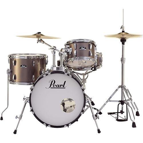 Pearl Roadshow Drum Set 4-Piece Complete Kit with Cymbals and Stands, Bronze Metallic (RS584C/C707)