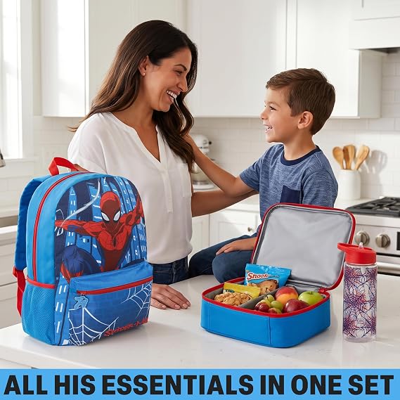 Get Trend Marvel Spiderman Boys Large Backpack Set 4 Pcs, 46cm School Bag