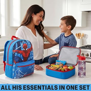 Get Trend Marvel Spiderman Boys Large Backpack Set 4 Pcs, 46cm School Bag