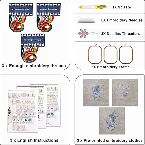 Miniatura 9 de Maydear - Kit de bordado para manualidades, con aguja de perforar y marco de bordado, regalo creativo para manualidades para adultos y niños