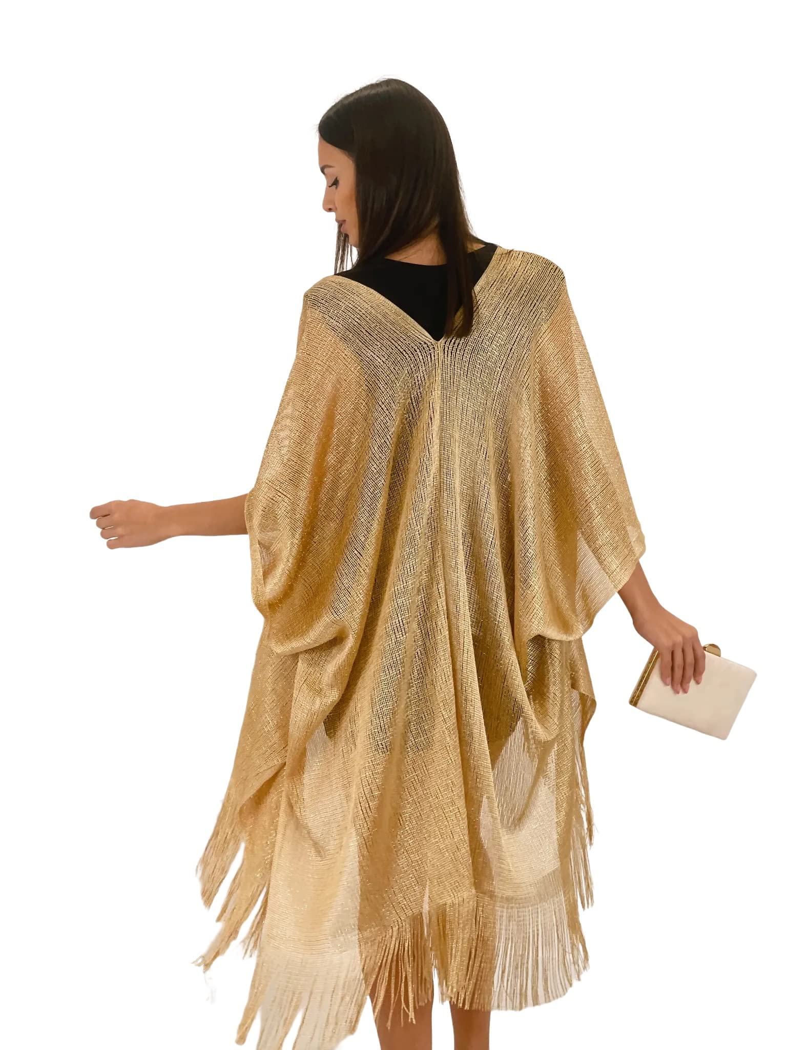 Cardigan Étole Femme Châle Wrap Écharpe Brillante 1.80 X 1.20 cm Cérémonies Soirée Fêtes Mariage Cocktail Bal de Promo Couleur Doré Pailletée