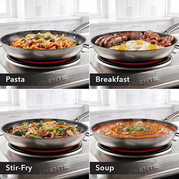 OVENTE Electric Infrared Double Burner, 1700W Hot Plate, Silver BGI102S | Portable Stove with 7.75 and 6.75 Ceramic Glass Cooktop, 5 Level Temperature Setting and Easy to Clean Stainless Steel Base