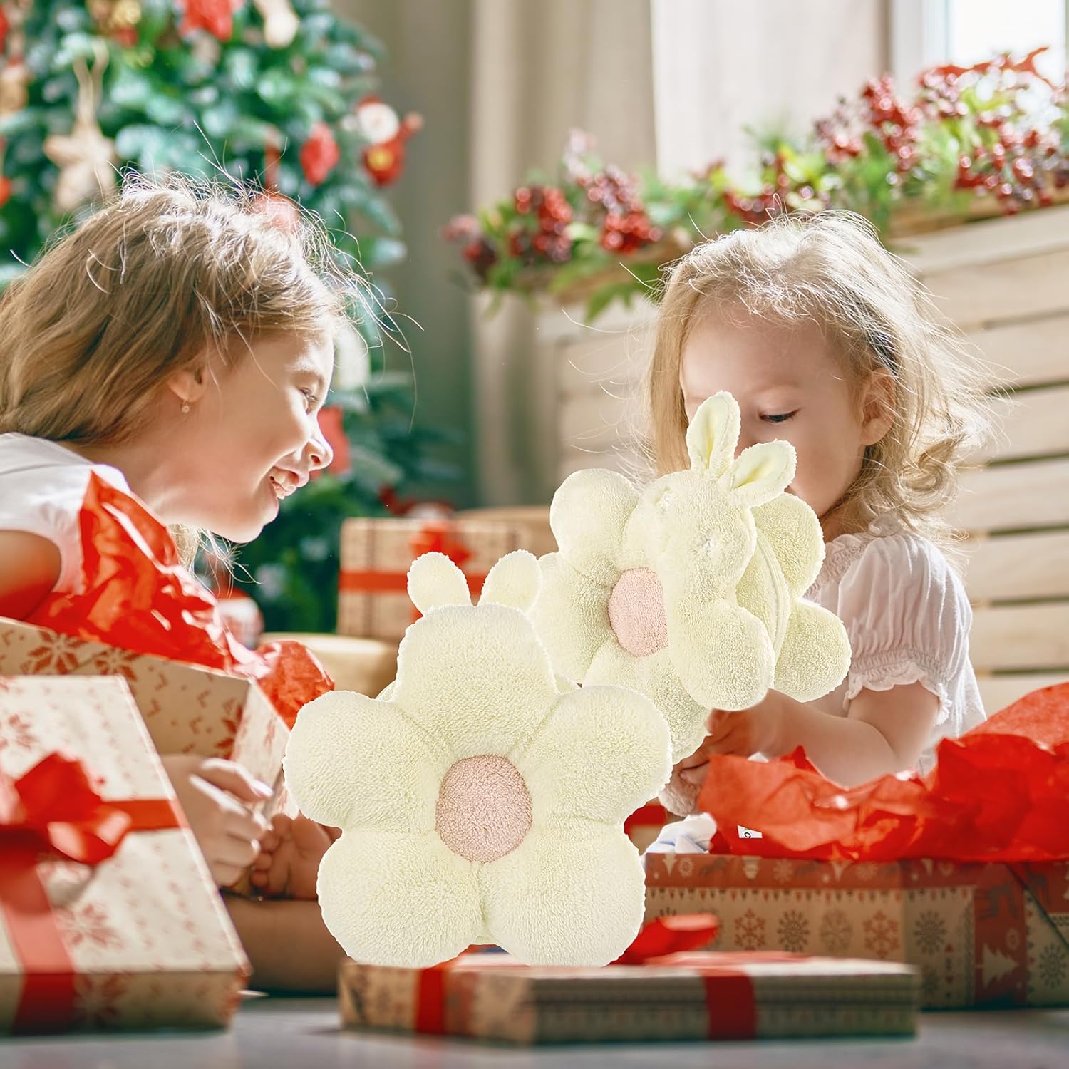 Plush Bunny Flower Crossbody Bag for Girls, Cute Beige Fluffy Shoulder Purse with Adjustable Strap, Soft Coral Velvet Small Handbag Gift for Kids & Women - Image 6